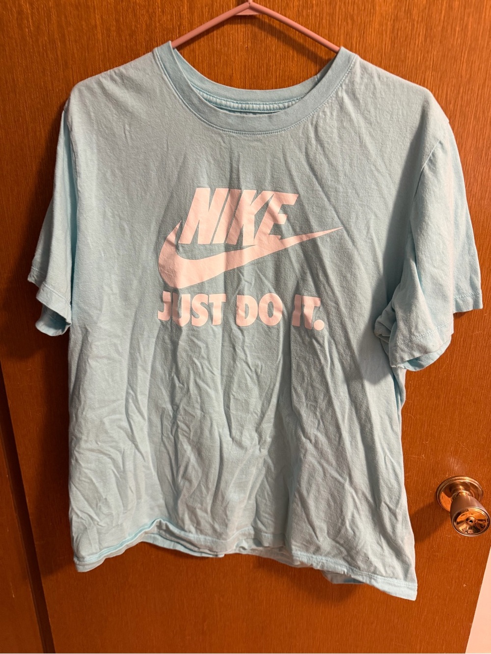 Nike Light Blue Tee with White 'Just Do It.' Logo